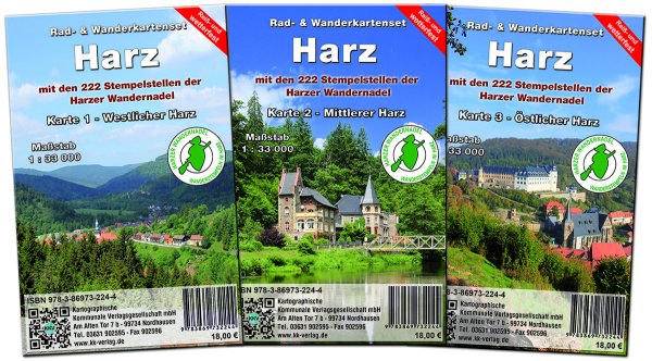 Kartenset-Harz 3 Teile Wetterfest 1:33 000