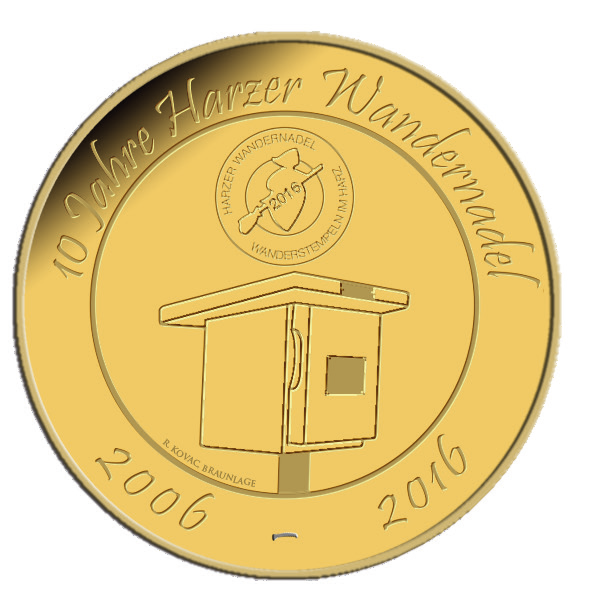 Münze 10 Jahre Harzer Wandernadel Gold